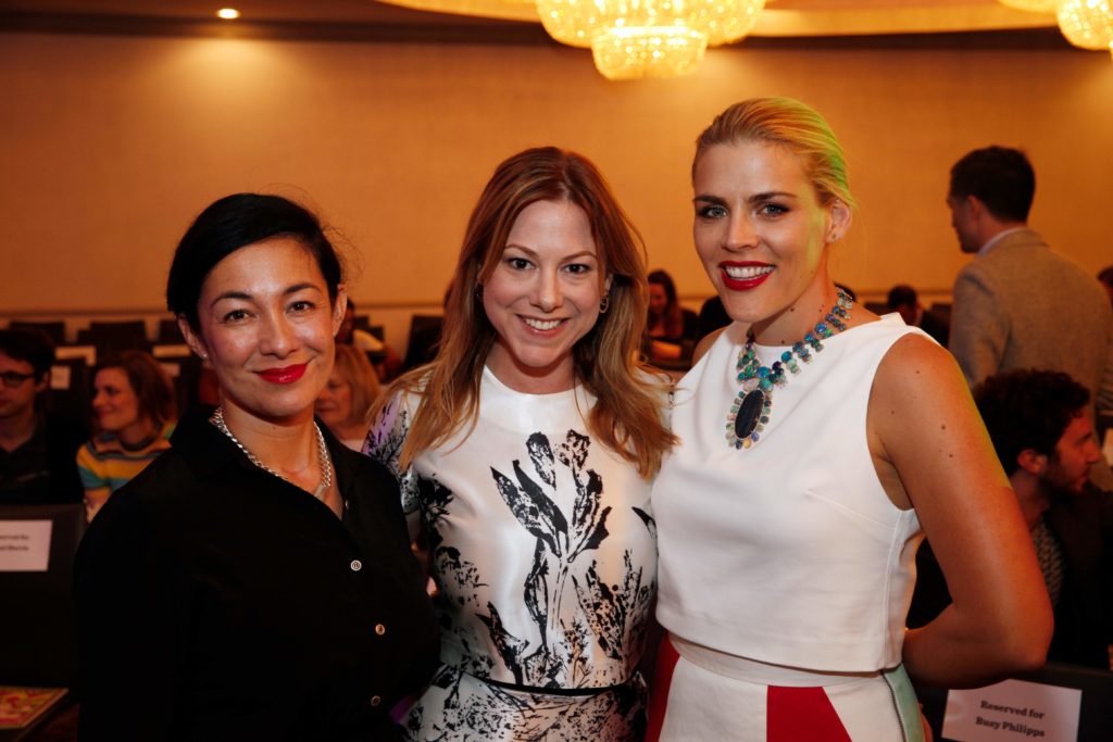 Former YL Chair Amanda Fairey, current YL Chair Samantha Hanks, and Annual Toast Host and Honorary Chair Busy Philipps