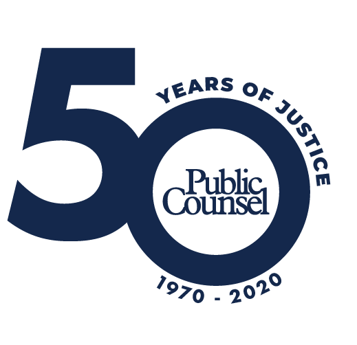 Public Counsel 50 Years Circular SOLID BLUE v1 Logo